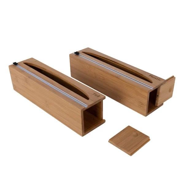 Seville Classics Bamboo Food Wrap Holder