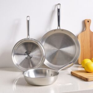 T-fal Pro Tri-Ply Stainless Steel 3-Piece Frying Pan Set